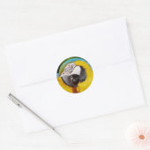 Sticker Rond Perroquet bleu et or macaw (Enveloppe)