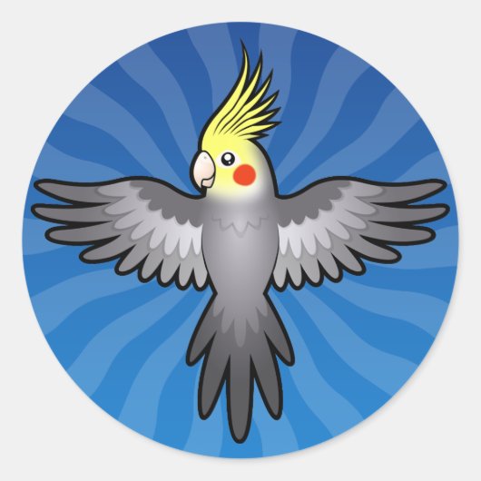 Sticker Rond Perroquet calopsitte de dessin animé (Devant)