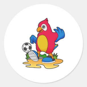 Sticker Rond Perroquet comme joueur de football avec Soccer