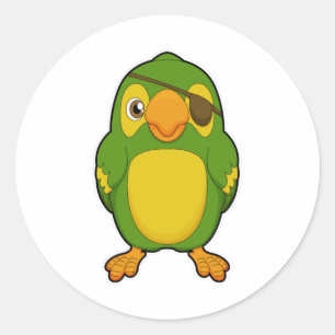 Sticker Rond Perroquet comme pirate avec Eyepatch