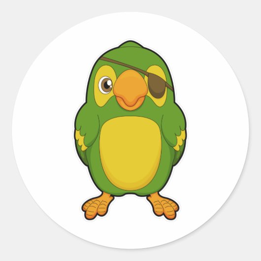 Sticker Rond Perroquet comme pirate avec Eyepatch (Devant)