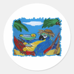STICKER ROND PERROQUET DE FÊTE