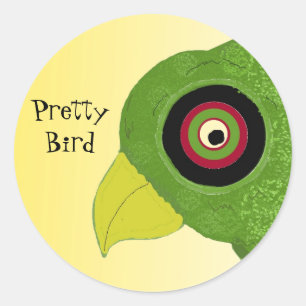 Sticker Rond Perroquet Vert