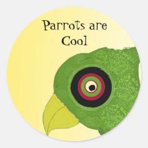 Sticker Rond Perroquet vert avec citation