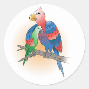 Sticker Rond Perroquets Bonne Fête des Mères