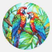 Sticker Rond Perroquets colorés Vitrail (Devant)