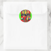 STICKER ROND PERROQUETS DE FÊTE (Sac)