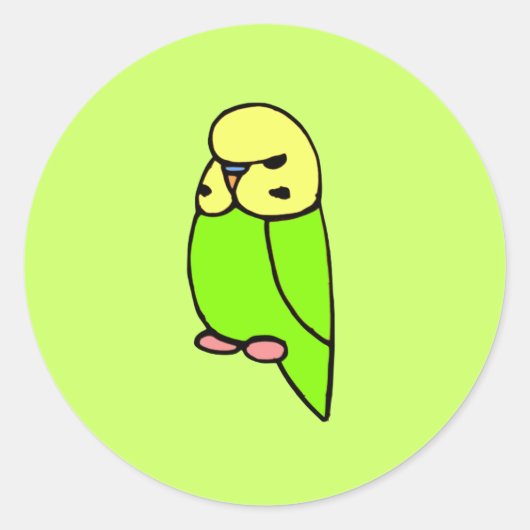 Sticker Rond Perruche anglaise verte (Devant)