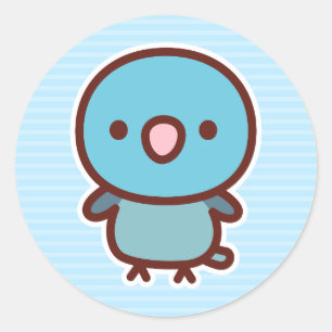Sticker Rond Perruche océanique femelle bleue