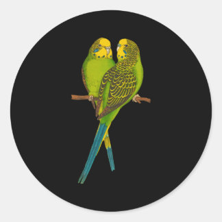Sticker Rond Perruques vertes de Perruques Budgie Bird