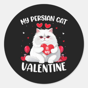 Sticker Rond Perse Chat Est Mon Coeur Valentin Chat Perse Vale