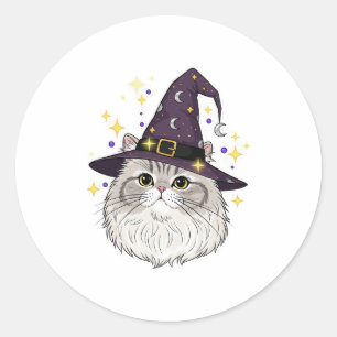 Sticker Rond Perse de cuisine - Fluffy Persian Chat Halloween