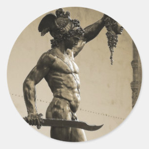Sticker Rond Perseus avec la tête de la méduse