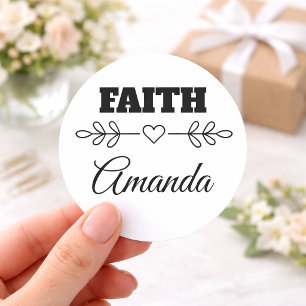 Sticker Rond Personalisé Faith Heart Christian