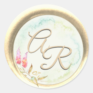 Sticker Rond *~* PERSONALISER Couronne de fleurs à cacheter en 