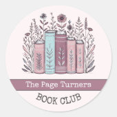Sticker Rond Personalized Book Club Floral Bookplate (Devant)