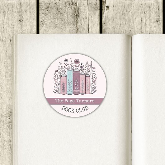 Sticker Rond Personalized Book Club Floral Bookplate