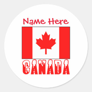 Sticker Rond Personalized Canada Flag Name Round