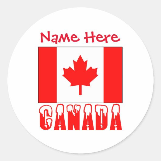Sticker Rond Personalized Canada Flag Name Round (Devant)