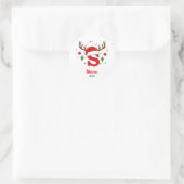 Sticker Rond Personalized Christmas Monogram S Santa Hat (Sac)