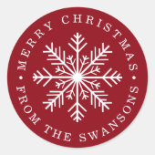Sticker Rond Personalized Christmas Snowflake (Devant)