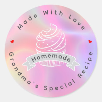 Sticker Rond Personalized Cupcake Homemade Made With Love