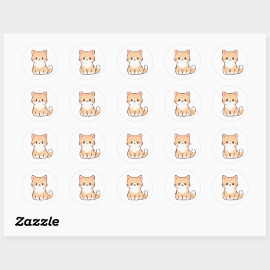 Sticker Rond Personalized Cute Cat Gift – Custom Pet Name Minim (Feuille)