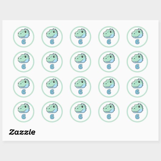 Sticker Rond Personalized Dinosaur Age Cupcake Toppers | Dino (Feuille)