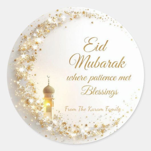 Sticker Rond Personalized Eid Mubarak Muslim modern  (Devant)