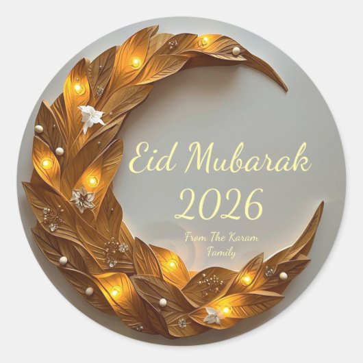 Sticker Rond Personalized Eid Mubarak Muslim modern Classic  (Devant)