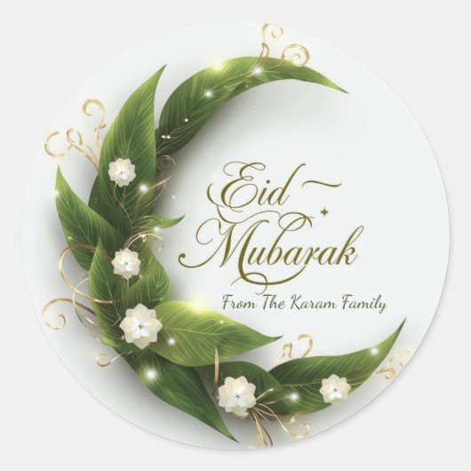Sticker Rond Personalized Eid Mubarak Muslim modern Classic  (Devant)