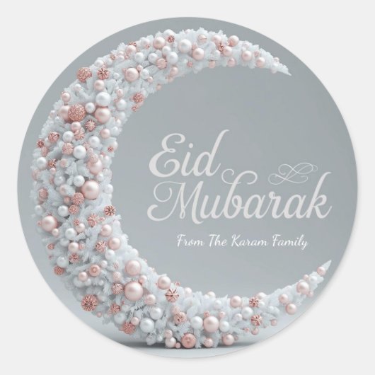 Sticker Rond Personalized Eid Mubarak Muslim modern Classic  (Devant)