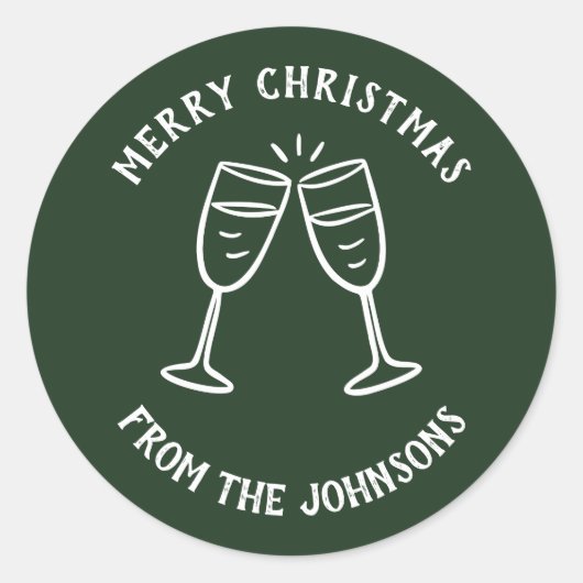 Sticker Rond Personalized Family Name Merry Christmas Drinks (Devant)
