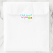 Sticker Rond Personalized get well soon message floral white (Sac)