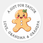 Sticker Rond Personalized Gift Tag Christmas | Cute Pink (Devant)