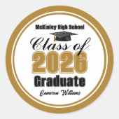 Sticker Rond Personalized Gold Class of 2026 Graduation Party (Devant)