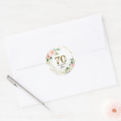 Sticker Rond Personalized Gold & Floral Custom 70th  (Enveloppe)