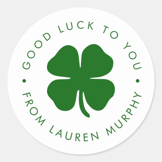 Sticker Rond Personalized Good Luck Green Clover  (Devant)
