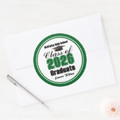 Sticker Rond Personalized Green Class of 2026 Graduation Party (Enveloppe)