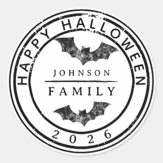 Sticker Rond Personalized Happy Halloween Custom Family Name