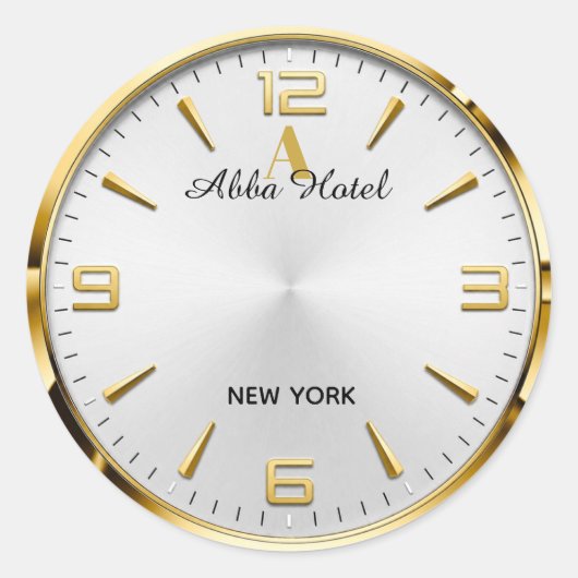 Sticker Rond Personalized Hotel Name Luxury Gold Silver (Devant)