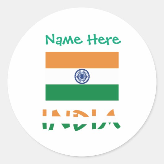 Sticker Rond Personalized India Flag Round  (Devant)