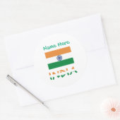 Sticker Rond Personalized India Flag Round  (Enveloppe)