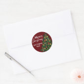 Sticker Rond Personalized Merry Christmas Tree Holiday (Enveloppe)