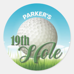 Sticker Rond PERSONALIZED NAME Golfer Golf Pro Ball 19th Hole