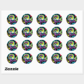 Sticker Rond Personalized Neon Abstract Pattern — Retro Design (Feuille)