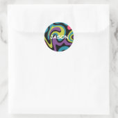Sticker Rond Personalized Neon Abstract Pattern — Retro Design (Sac)