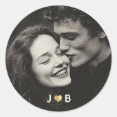 Sticker Rond Personalized Photo Wedding Custom Initials Treat (Devant)