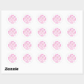 Sticker Rond Personalized Pink Checkered Cowgirl Pattern (Feuille)