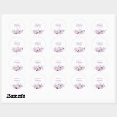 Sticker Rond Personalized Purple Floral Birthday  (Feuille)